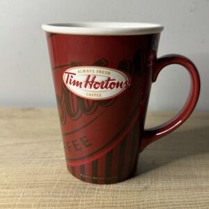 Tim Hortons Coffee Mug Red Striped Logo Tall Latte Cup Canada Bistro Coffee Core